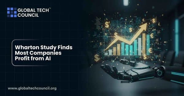 AI robot hand displaying financial charts with rising profits and currency symbols in the background.