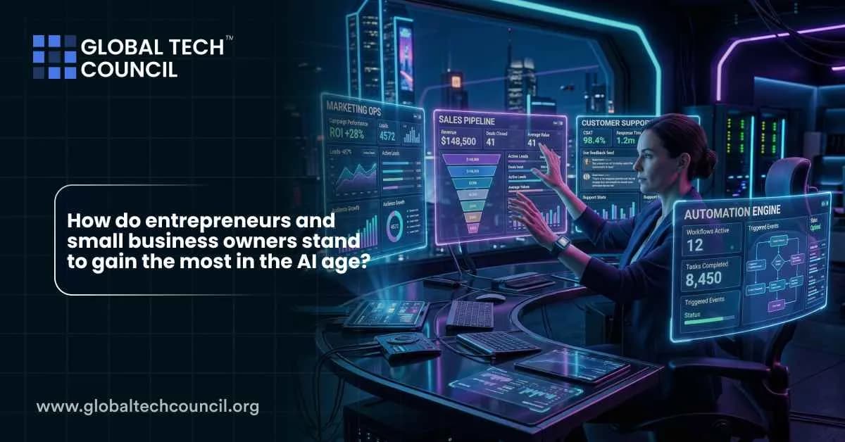 How do entrepreneurs and small business owners stand to gain the most in the AI age?