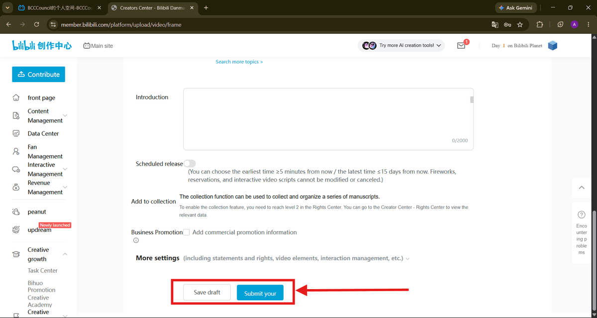 Review the "More settings"